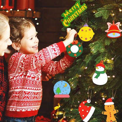 Christmas Crafts for Kids,36 Pcs Wooden Christmas Ornaments with Ropes for Hanging Decoration, 12 Styles Unfinished Wood Slices with Hole, DIY Ornament Craft for Boys & Girls Aged 5 6 7 8 9 10 11 12