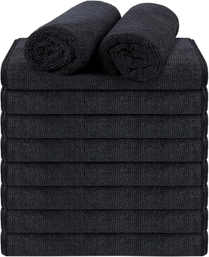Black Salon Towels, Super Soft and Absorbent Microfiber Hair Towel