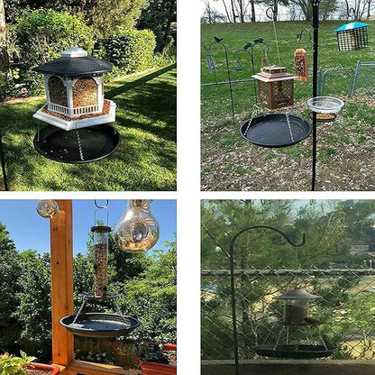 Large Hanging Bird Feeder Platform Seed Tray, Outdoor Garden Decoration for Wild Backyard Attracting Birds Works Great for catching Seed and Husk. （ Black ）