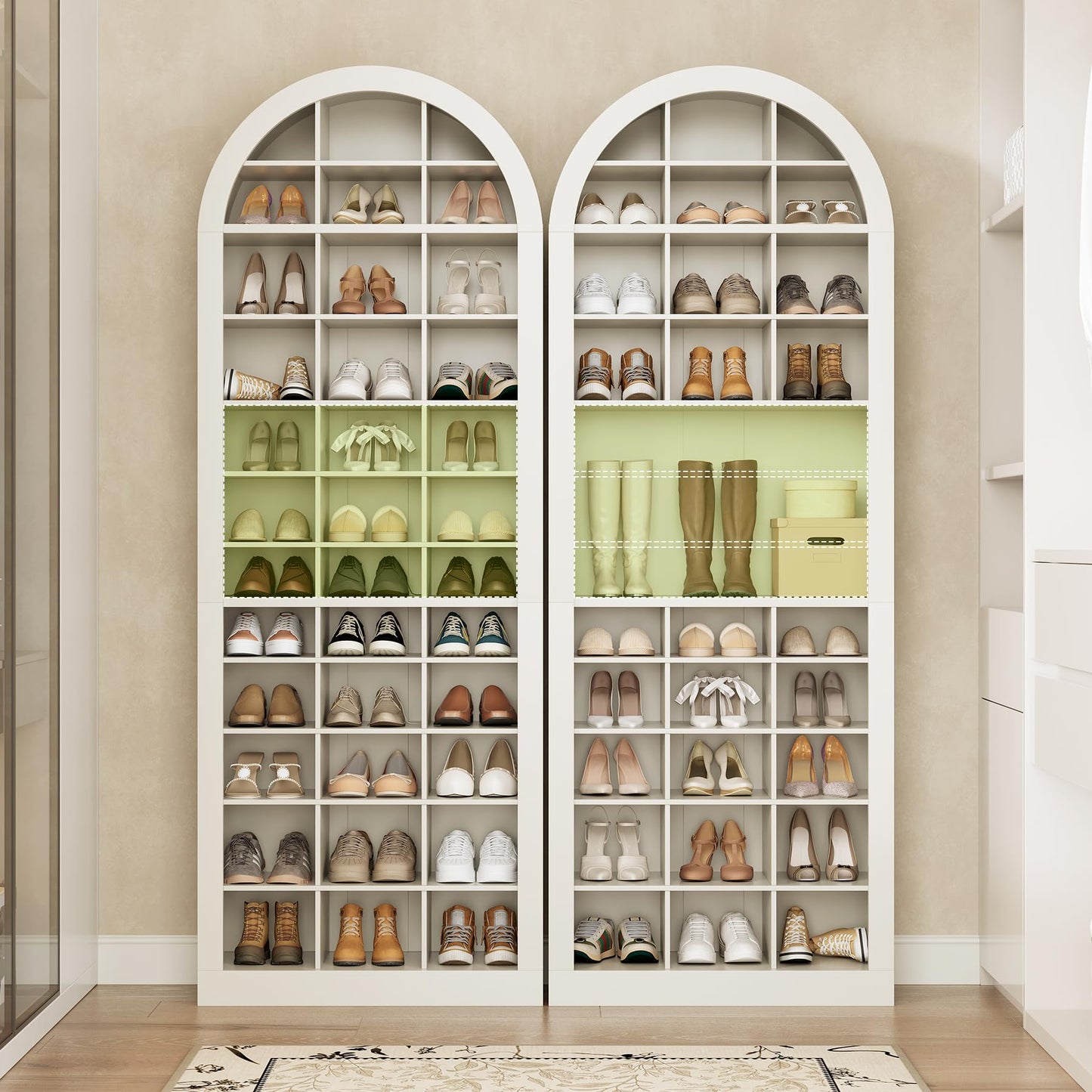 LITTLE TREE 12-Tier Shoe Storage Cabinet, Freestanding Tall Entryway Shoe Organizer with 36 Cubbies, 70.9'' Modern Shoe Organizer Shoe Rack Cabinet for Closet, Entryway, Living Room, White
