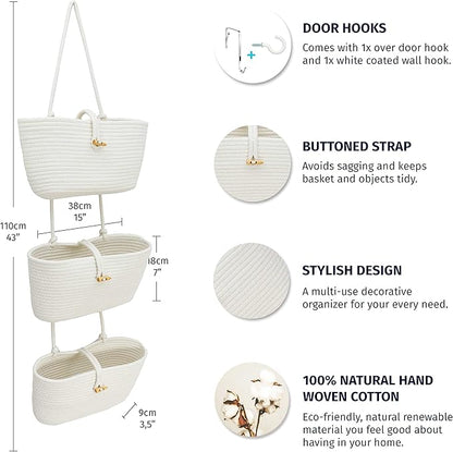 OrganiHaus White 3-Tier Wall Hanging Baskets