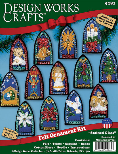 Stained Glass Felt Ornament Kit - Set/13