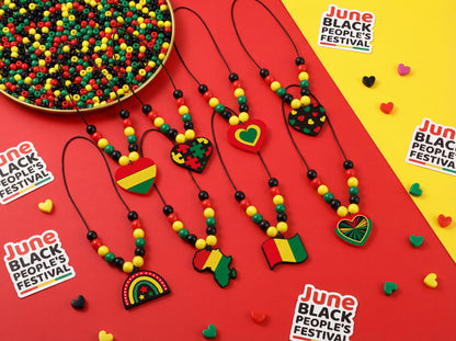 Eternity sky 32 Pcs Juneteenth Beads Necklace Craft Making Wooden Beaded Jewelry Gifts Bulk for Black History Month African Party Favors Decorations