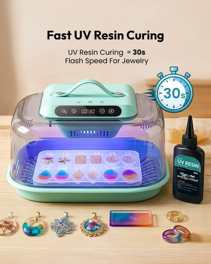 Resiners Resin Curing Machine G3 with UV Resin Light, 2H/1Min Fast Curing, Silicone Mat Included, Deformation-Resistant Reversible Base, Resin Dryer for Epoxy Mold Casting, Jewelry Making, DIY Decor