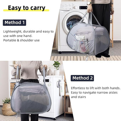 Collapsible Laundry Basket, 90L Foldable Pop Up Laundry Hamper