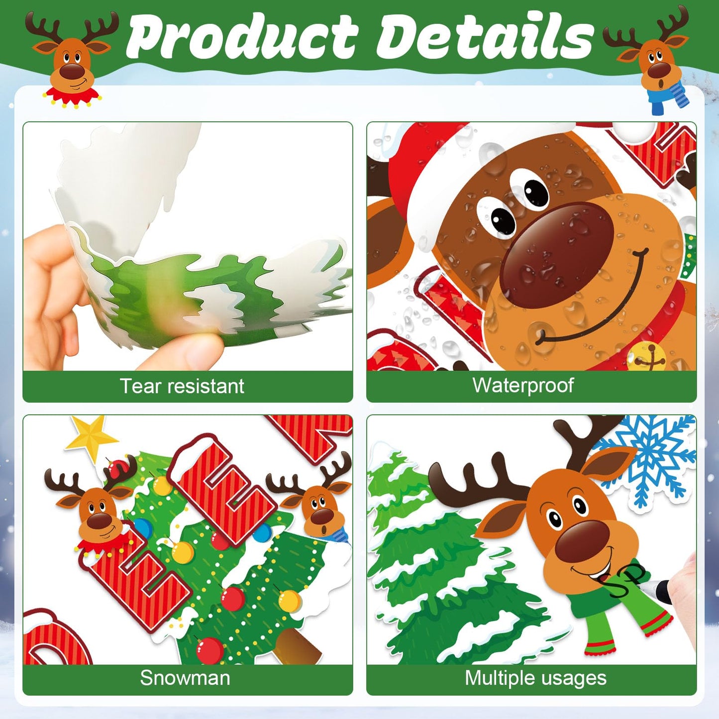 Christmas Bulletin Board Decorations Set Christmas Classroom Decoration Oh Deer Look At Us Bulletin Board Decor Elk Snowflakes Cutouts For Winter Holiday Party Classroom School Home Wall Decor