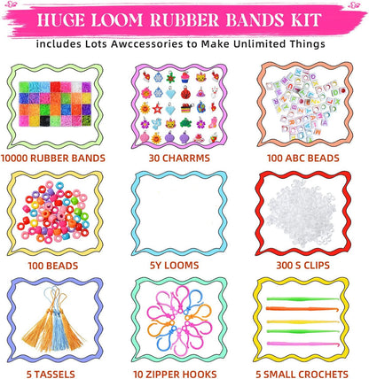 JIYAKO 11000+ Rubber Band Bracelet Kit,Friendship Bracelet kit,Loom Bracelet Making kit,28 Colors
