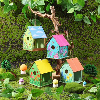 DoubleFill 20 Pack Wooden Bird Feeder Kits for Kids Make Your Own Bird Feeder Crafts Painting Kits DIY Birdhouse Building Crafts Children GITS for Outdoor Spring Summer Decor