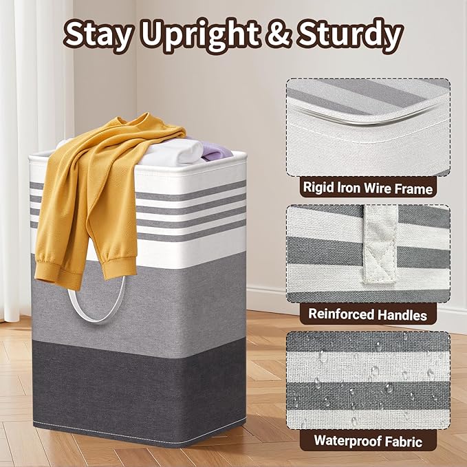 WOWBOX 2 Pack Laundry Hampers Baskets, Freestanding Dirty Clothes Hampers