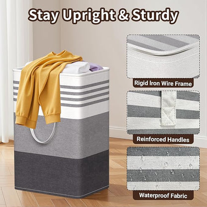 WOWBOX 2 Pack Laundry Hampers Baskets, Freestanding Dirty Clothes Hampers