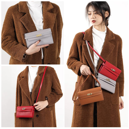 POPSEWING Designer Long Wallet DIY Kit for Women, Leather Purse Clutch Making Kits, Hand Stitched Leather Sewing Kit for Women's Bag, Handmade Bag Craft Kit for Girls Gift (Brown)