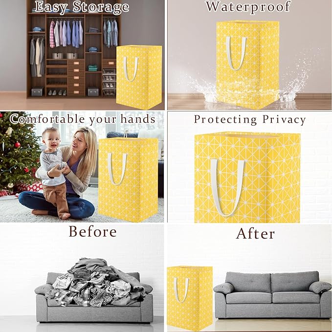 Waterproof Laundry Hamper Collapsible Laundry Basket Leather Handle Laundry Bag