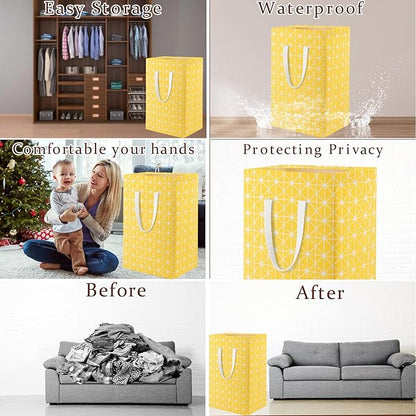 Waterproof Laundry Hamper Collapsible Laundry Basket Leather Handle Laundry Bag