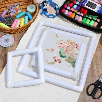 Afcabakila 3 Pcs Rectangular Embroidery Hoops White Cross Stitch Snap Frames, 3 Size Embroidery Frame for Quilting, Needlepoint, Silk-Painting DIY Sewing, Craft Tool,Craft Sewing and Ornaments