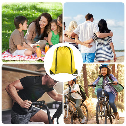 KUUQA 50Pcs Yellow Drawstring Backpacks - Bulk Gym Sports Travel Bags