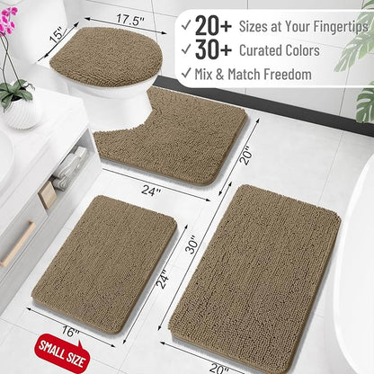 OLANLY Large Bathroom Rugs 45x27, Extra Soft Absorbent Chenille Bath Rugs, Rubber Backing Quick Dry, Machine Washable Bath Mats for Bathroom Floor, Tub and Shower, Home Decor Accessories, Tan