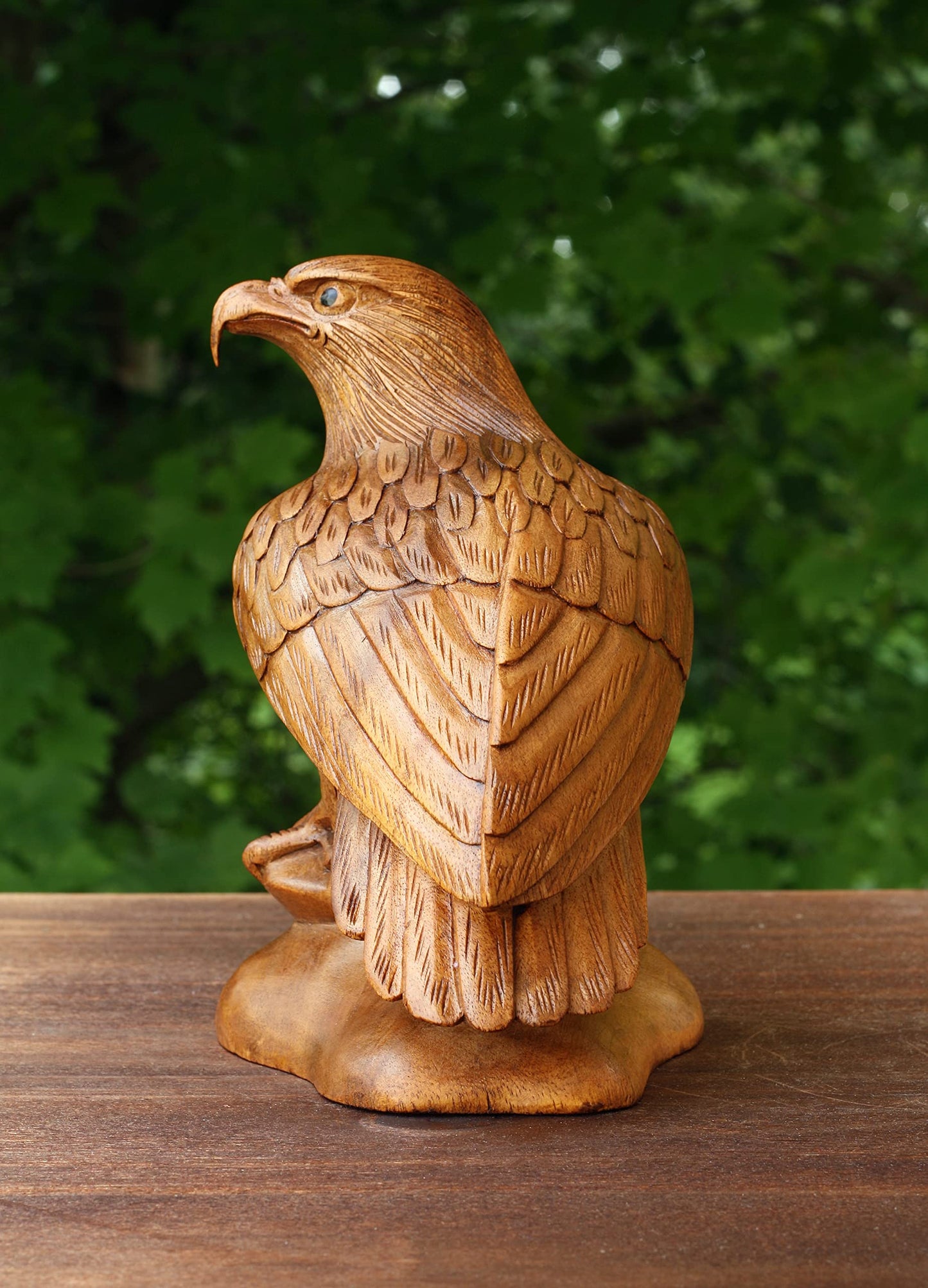 G6 Collection 8" Wooden Handmade American Eagle Statue Handcrafted Figurine Sculpture Art Hand Carved Rustic Lodge Outdoor Decorative Home Decor Us Accent Decoration Eagle Statue