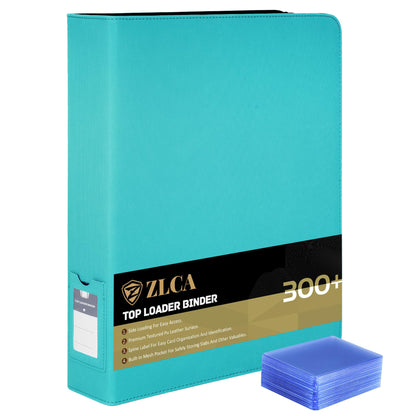 ZLCA Top Loader Binder-9 Pocket, Hold 324 Cards，Trading Card Binder Includes 20 Top Loaders, Top Loaders Binder for Sport Card, MTG, TCG (Tiffany Blue)