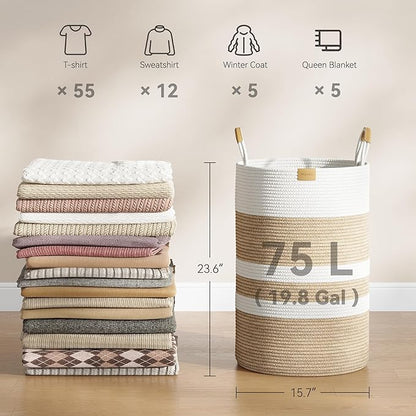 75L Striped Laundry Hamper