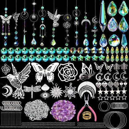 IcosaMro 420PCS Suncatcher Arts and Crafts for Adults Crystal Sun Catcher Crafts Kit for Adults Suncatchers DIY Making Supplies for Indoor Window Hanging, Outdoor Garden Decor Wedding Christmas