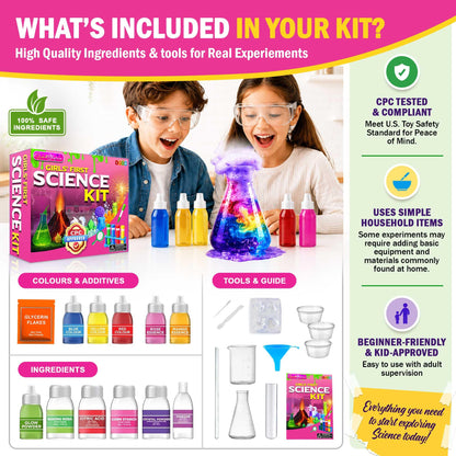 Jim&Gloria Science Kits for Kids Age 5-7 8-12 Year Old Birthday Gifts for Girls, Craft Supplies, Learning & Educational Toys, Stem Toys, Chemistry Set, Science Experiments for Kids Volcano Projects