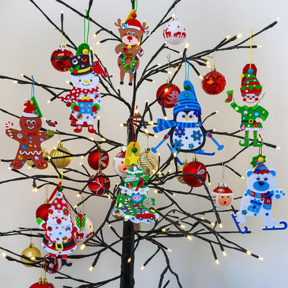 Winlyn 24 Sets Holiday Decorations DIY Christmas Tree Ornaments Winter Crafts Kits Foam Reindeer Penguin Snowman Foam Stickers for Kids Holiday Seasonal Gift Home Classroom Activities Party Favors
