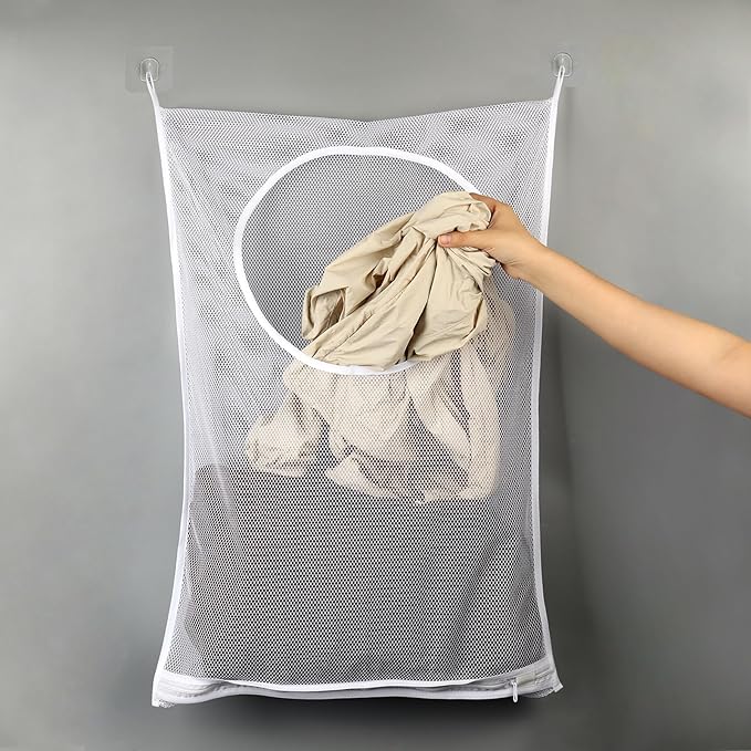 Hanging Laundry Hamper Bag, 30x20 Inch Foldable Wall Hanging Laundry Bag