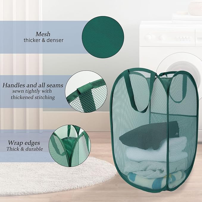 Upgraded 100L Extra Large Collapsible Laundry Baskets, 2 Pack XL Mesh Pop Up