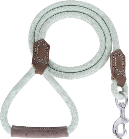 Mile High Life | Premium Leather Dog Leash | Strong Rope Leash | Leather Handle | Zinc Alloy Strong Clasp | Small Medium Large Dogs | 4/5/6 Feet(Green, 48 Inch (Pack of 1))