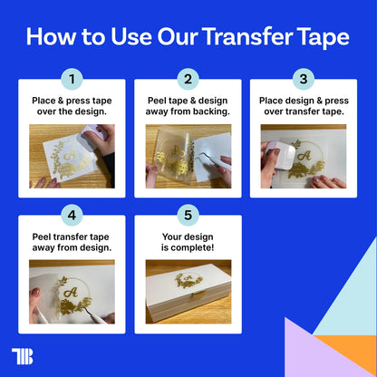 TapeManBlue Clear Transfer Tape for Vinyl, 12" x 100' Roll with Grid, Premium Vinyl Transfer Tape for Crafts, Decals, and Letters