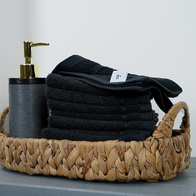 Tens Towels Pack of 24 Washcloths, 12 x 12 Inches, Lighter Weight, Quick to Dry