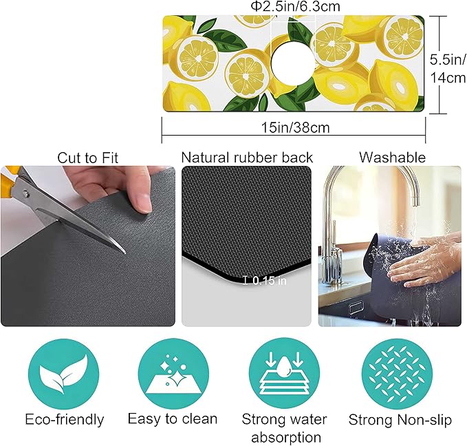 Kitchen Sink Splash Guard Faucet Mat Super Absorbent Fast Drying Mat Sink