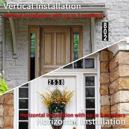 Metal Address Plaque, Address Number, Waterproof, Horizontal & Vertical Mounted Address Sign for House Home Office Street Yard Mailbox (style)