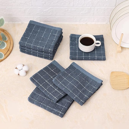 Mordimy 100% Cotton Terry Cloth Dish Cloths, Soft and Absorbent Checkered Dish