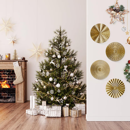 RUNTIVAN 4 Pack Metal Wall Art Decor - 11inch Sunburst Hanging Metal Artwork Decor Wall Art Decorations for Home Living Room Office Gift for Christmas(Gold)