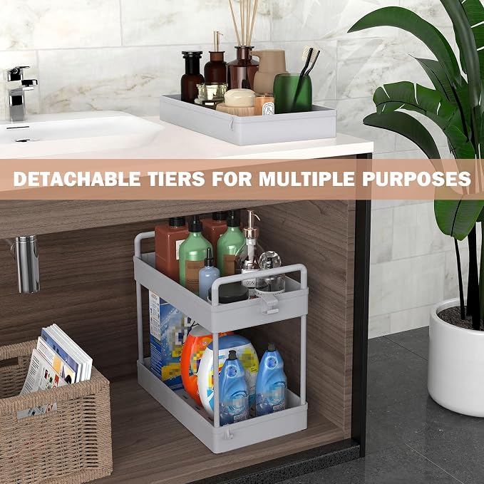 Ronlap 3 Tier Slim Rolling Storage Cart with Wheels Plastic Utility Cart Organizer for Snack Craft Art Postpartum Baby Diaper Nail Makeup in Bathroom Laundry Room Kitchen Bedside Narrow Space, Grey