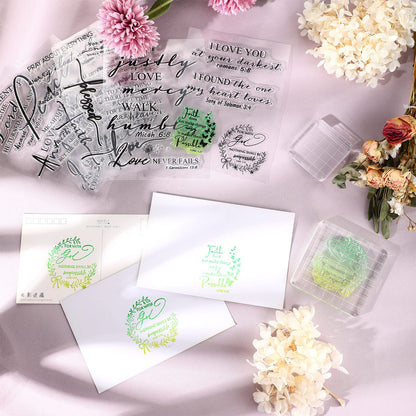 Geyee 8 Pcs Christian Mothers Day Bible Verse Clear Rubber Stamps for Crafting, 6 Sheets Christian Bible Verse Clear Rubber Stamp 2 Pcs Acrylic Blocks for DIY Journal Card Making Scrapbooking Decor