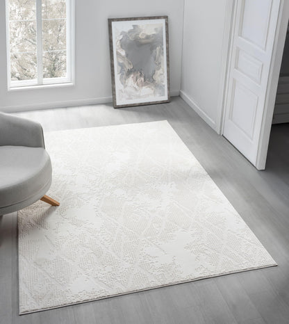 RUGGERRUGS Adel Modern Area Rug for Living Room, 5x7 Rustic Distressed Abstract Cream Neutral Rug, Medium Pile Stain Resistant Carpet for Bedroom, Dining Room or Kitchen (5' x 7', Cream)