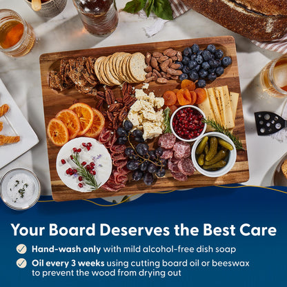 Sonder Los Angeles Winsome Acacia Wood Cutting Board | Acacia Edge Grain Cutting Board for Kitchen with Juice Groove & Sorting Compartment | Perfect for Charcuterie | Gift Box Included | 16x12x1.5 in