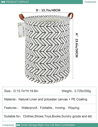 FANKANG Storage Basket, Nursery Hamper Canvas Laundry Basket Foldable