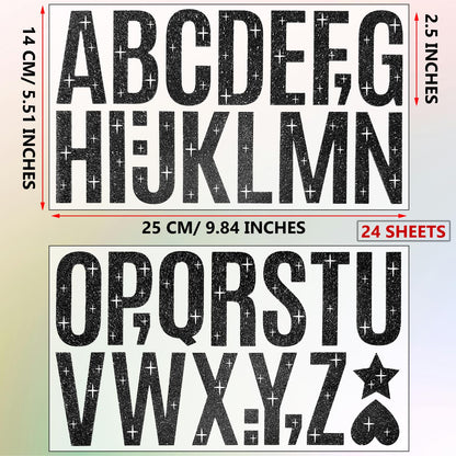 Waynoda 420 Pcs 24 Sheets Bulletin Board Letters 2.5 Inch Alphabet Letter Stickers Self Adhesive Stickers Letter for Poster Board Classroom Home Decor(Black)