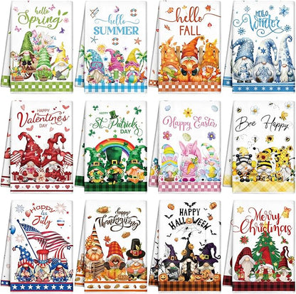 12 Pcs Seasonal Kitchen Towels Set