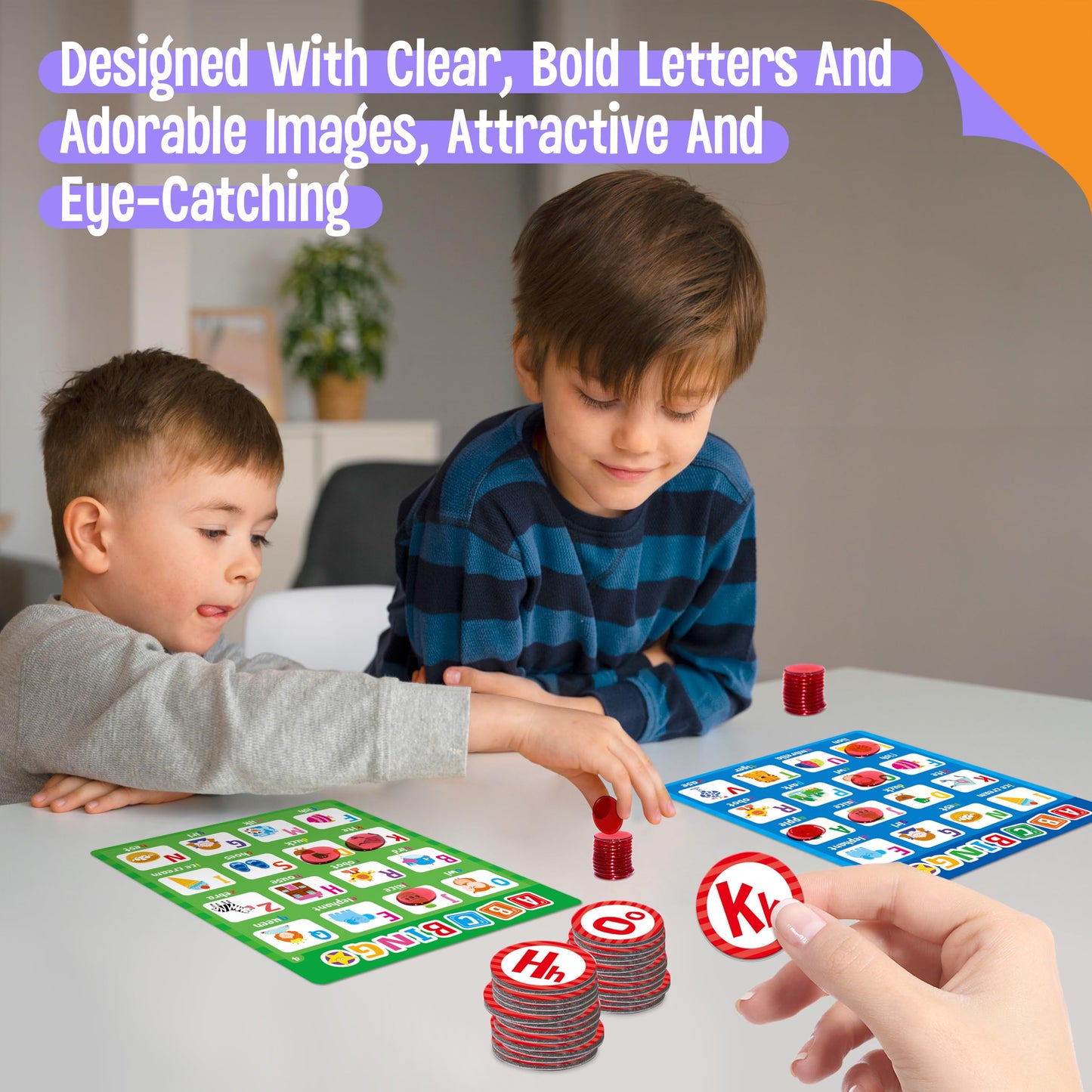 SpriteGru Alphabet & CVC Bingo Game, 12 Bingo Board ABC Letters, CVC Words Phonetic Game, Letters Phonetic Awareness Early Educational Learning Toys - Ages 4 and up, Perfect for Classroom & At Home
