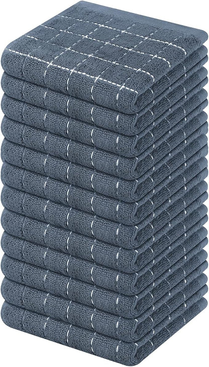 Mordimy 100% Cotton Terry Cloth Dish Cloths, Soft and Absorbent Checkered Dish