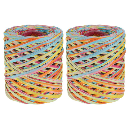 PATIKIL 219 Yards Raffia Ribbon, 2 Rolls Raffia Paper Craft Ribbon Paper Twine Wrapping Ribbon for Gift Packaging and Decoration, Light Blue/Green
