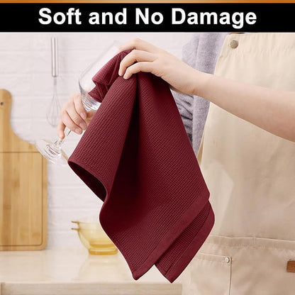 Homaxy 100% Cotton Kitchen Towels and Dishcloths Set