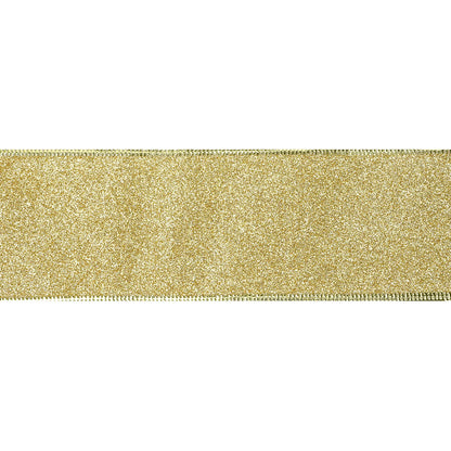 MEEDEE Gold Wired Ribbon 2.5 Inch Metallic Thick Glitter Ribbon by 25 Yards for Christmas Tree Decoration, Garland, Wreath Supplies