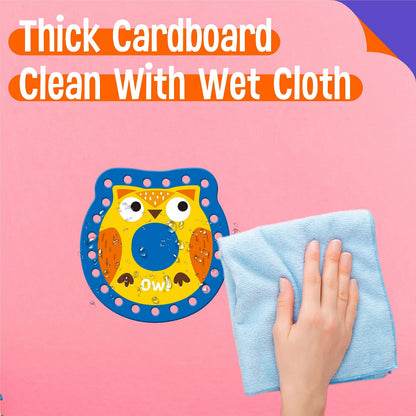 SpriteGru 26PCS Kids Lacing Cards, 26 Double Sided Uppercase Sewing Cards with 26 Colorful Laces, Imagination Development Lacing Toys Games for Children Educational and Learning Activity