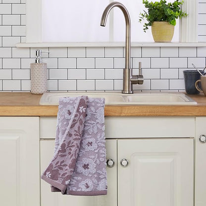 SKL Home Floral Jacquard 100% Cotton 2pc Hand Towel Set, Reversible & Decorative