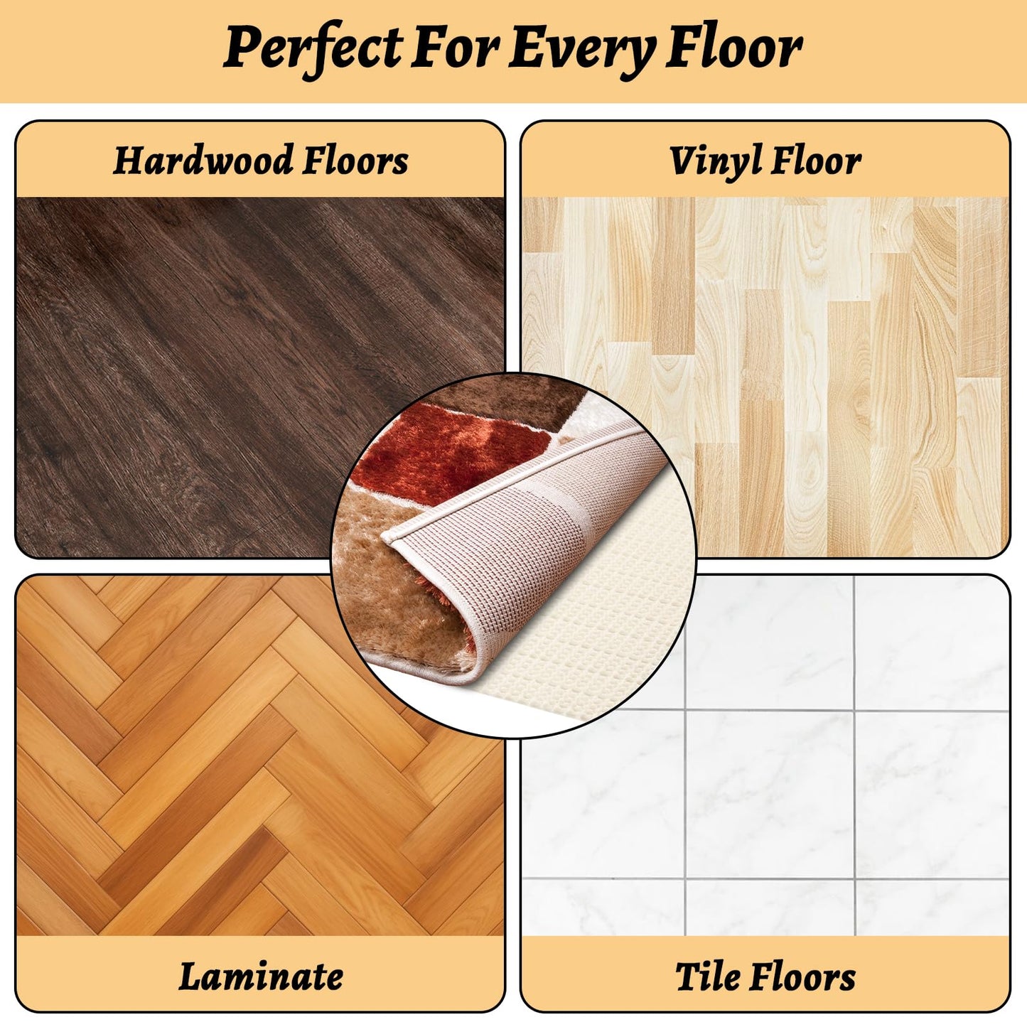 LOPYXBR 8 x10 Ft Non Slip Rug Pad Gripper for Hardwood Floors White Carpet Padding 8x10 Rug Pad Non Slip for Hardwood Rug Mats for Under Rugs 8x10 Anti Slip Rug Padding, Provide Protection and Cushion